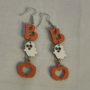 Halloween Ghost and Pumpkin Earrings